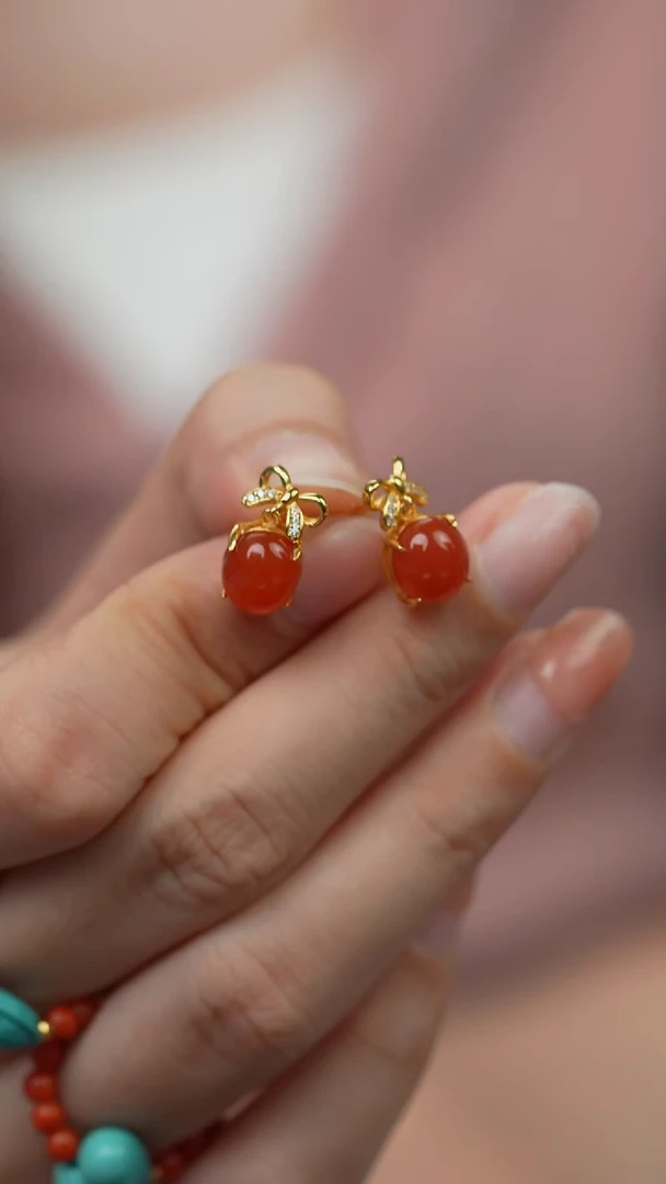 未镶嵌X96（多样性发一件）南红玛瑙耳钉