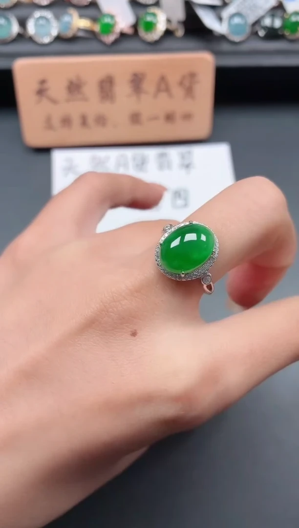 银S925镶嵌戒指翡翠111
