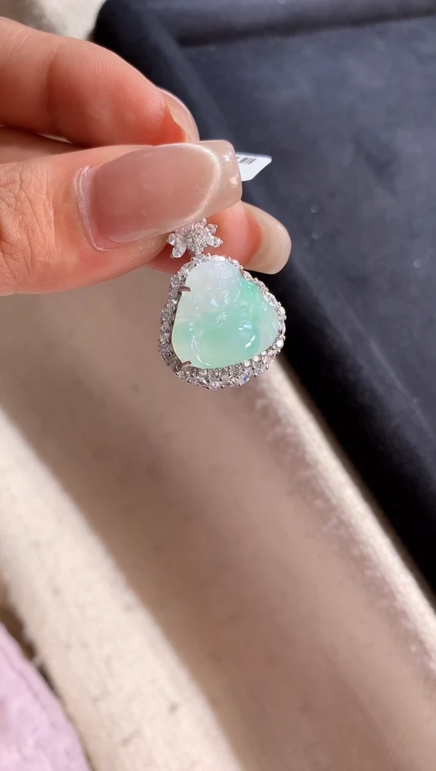 翡翠银S925镶嵌吊坠(不含链)【挽石珠宝】佛公