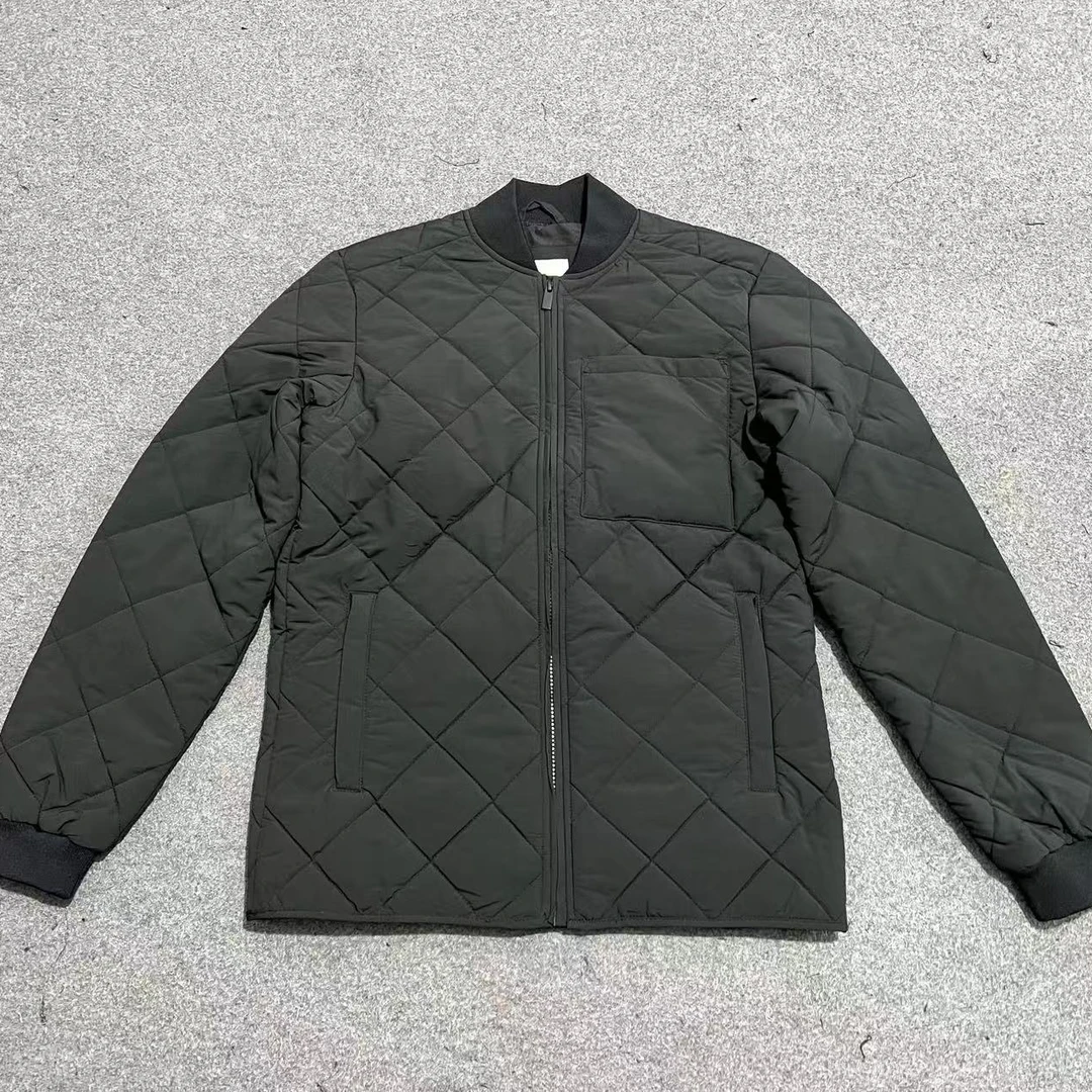 轻奢男士菱形格夹棉拉链外套棉衣夹克 适合小体重穿