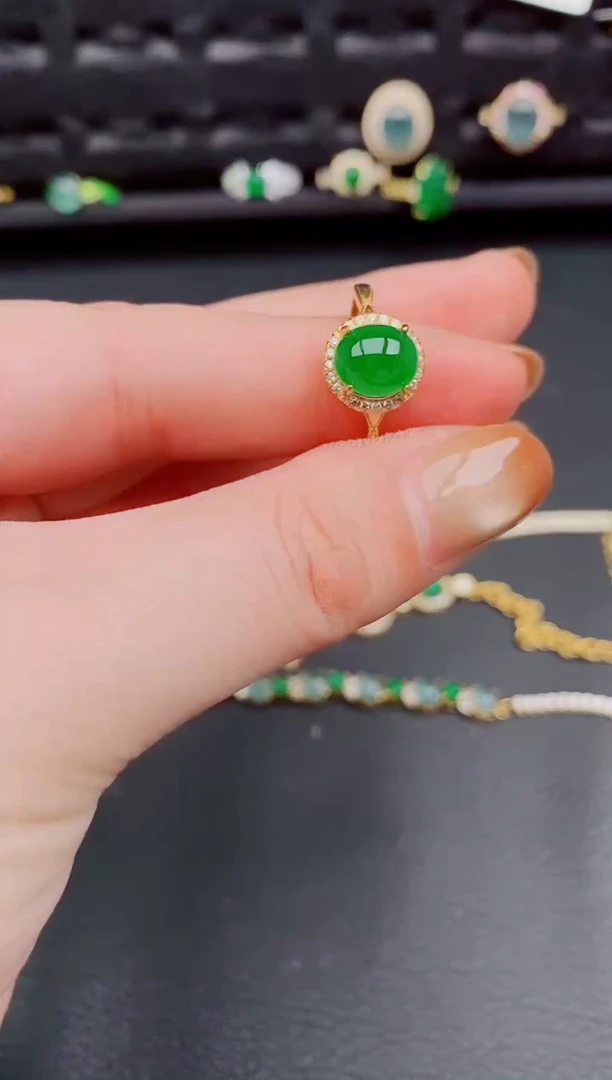 【闪购商品】翡翠戒指银S925镶嵌天然a货翡翠473