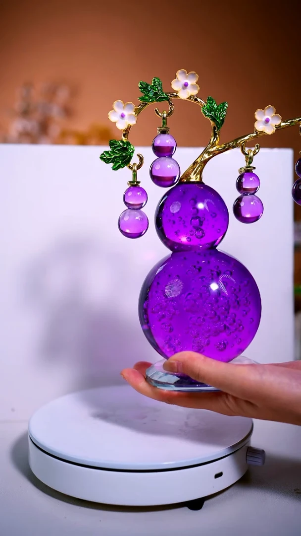 手工艺品琉璃紫色葫芦摆件