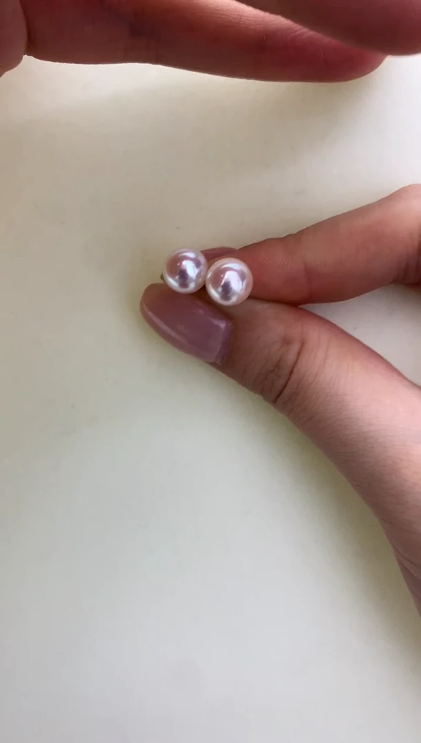 18K金镶嵌DA海水珍珠 akoya素钉8-8.5MM GD015