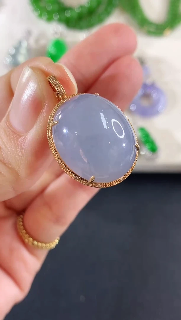 吊坠(不含链)18K金镶嵌翡翠87|