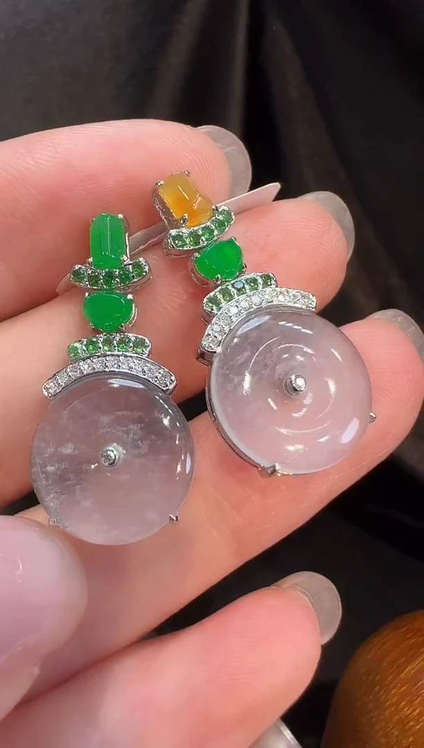 18K金镶嵌翡翠耳饰L6耳钉