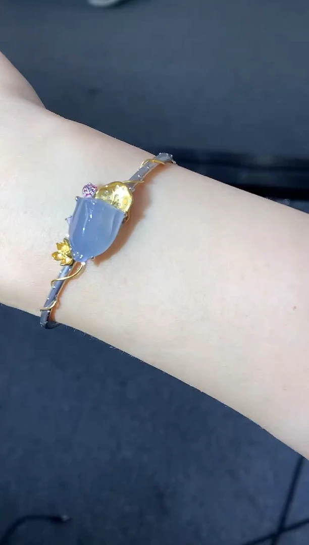 18K金镶嵌手镯翡翠476-中国好珍宝