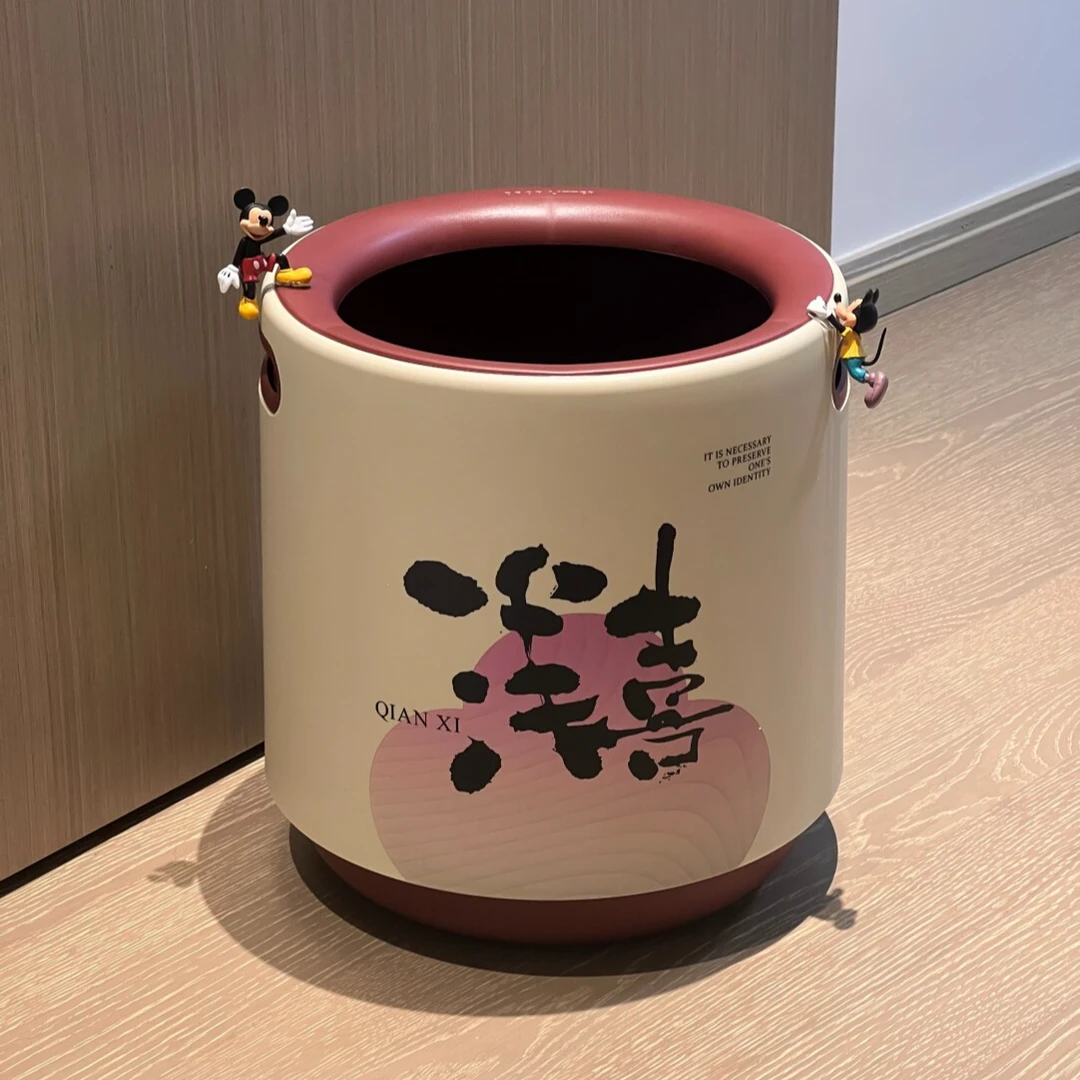 新中式来财旺宅垃圾桶卧室双层大容量纸篓新年装饰高档客厅垃圾桶