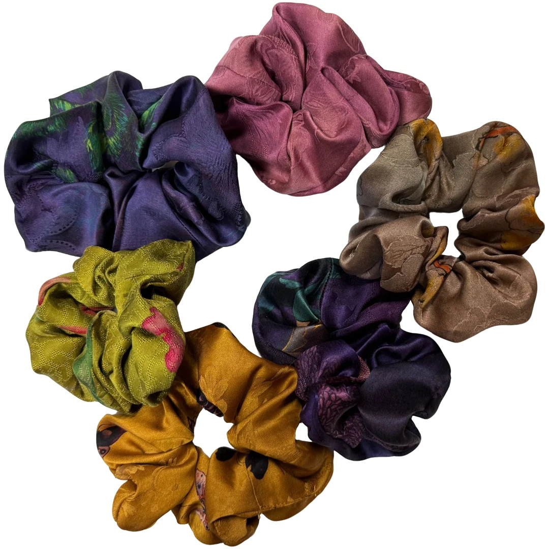 香云纱100%桑蚕丝手工立体时尚发绳发圈 花色随机【一个装】