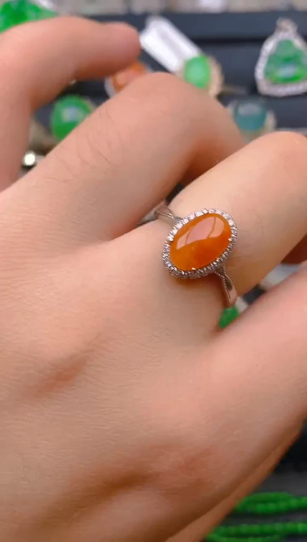 【闪购商品】翡翠戒指银S925镶嵌天然A货翡翠1