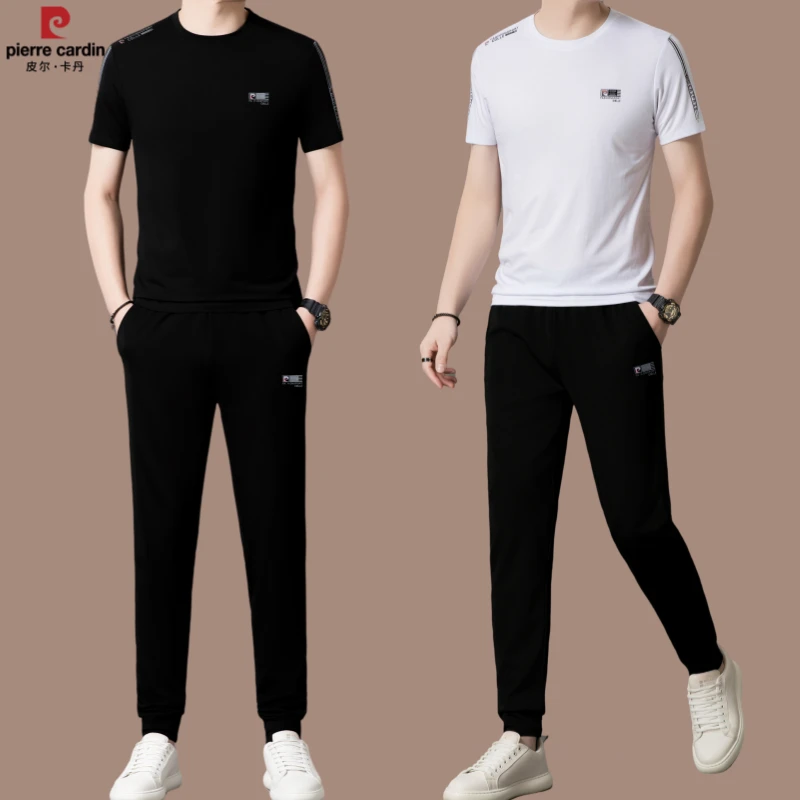 【国际大牌皮尔卡丹】高档男士休闲运动套装夏季圆领t恤男上衣薄款