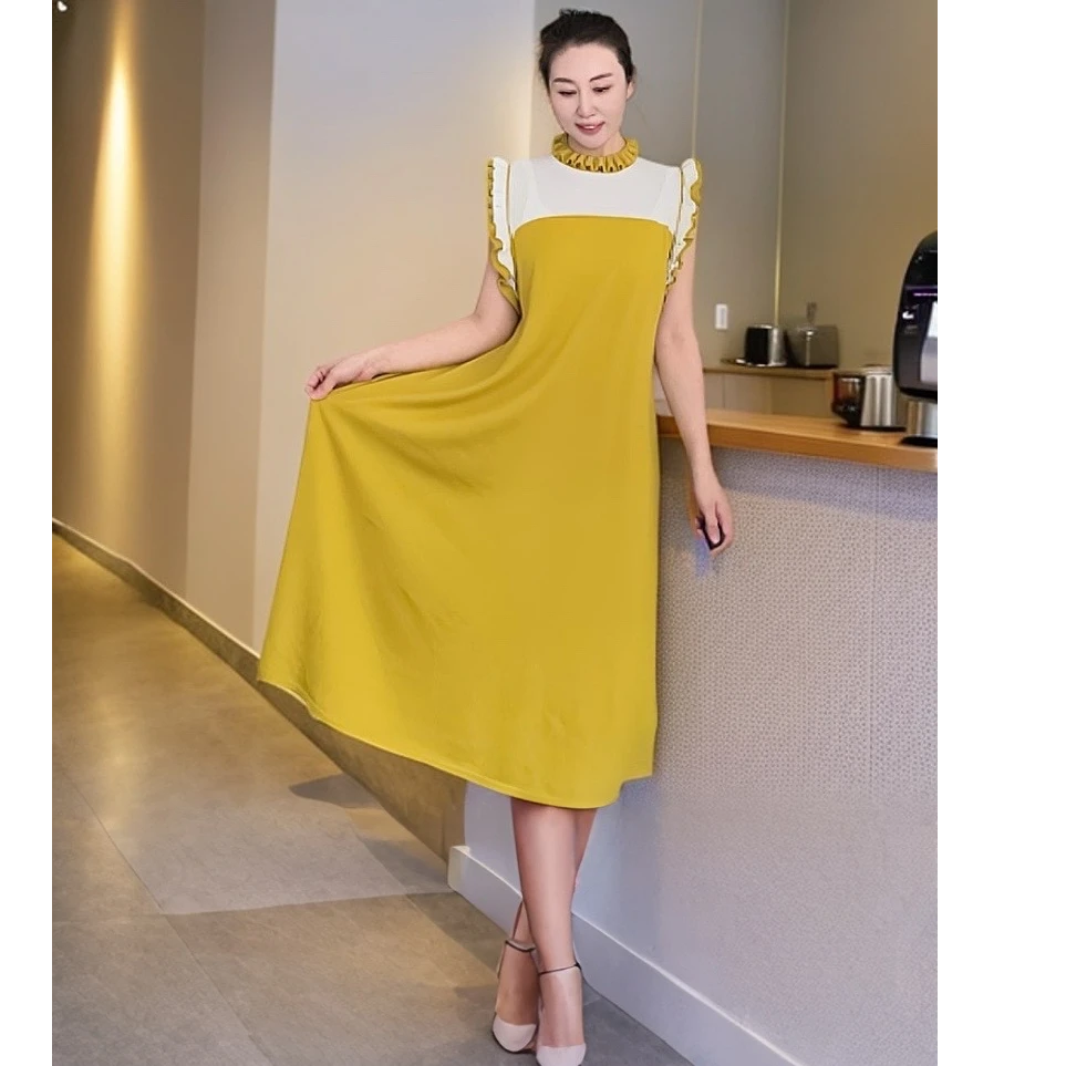 霞霞推荐！【花朵连衣裙】气质宽松时尚拼色长款洋气针织连衣裙