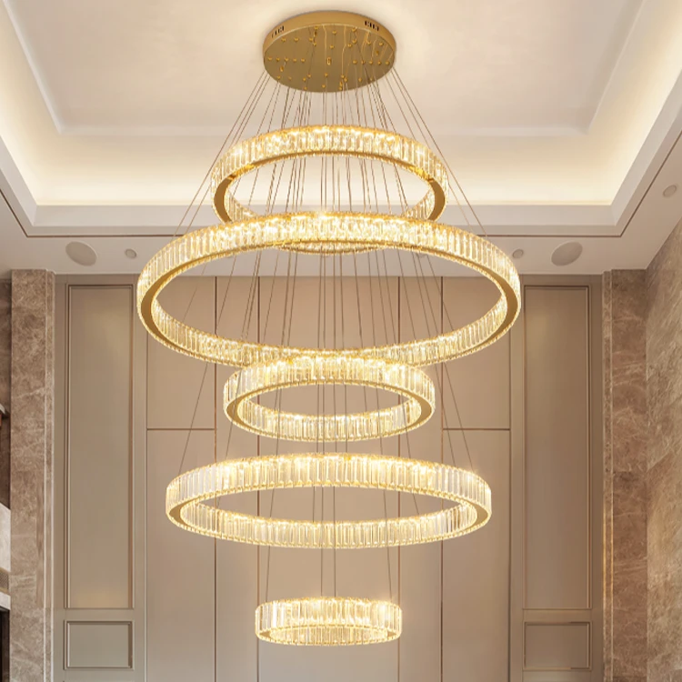 【包安装】别墅酒店水晶大吊灯奢华loft复式楼大吊灯轻奢旋转楼梯灯