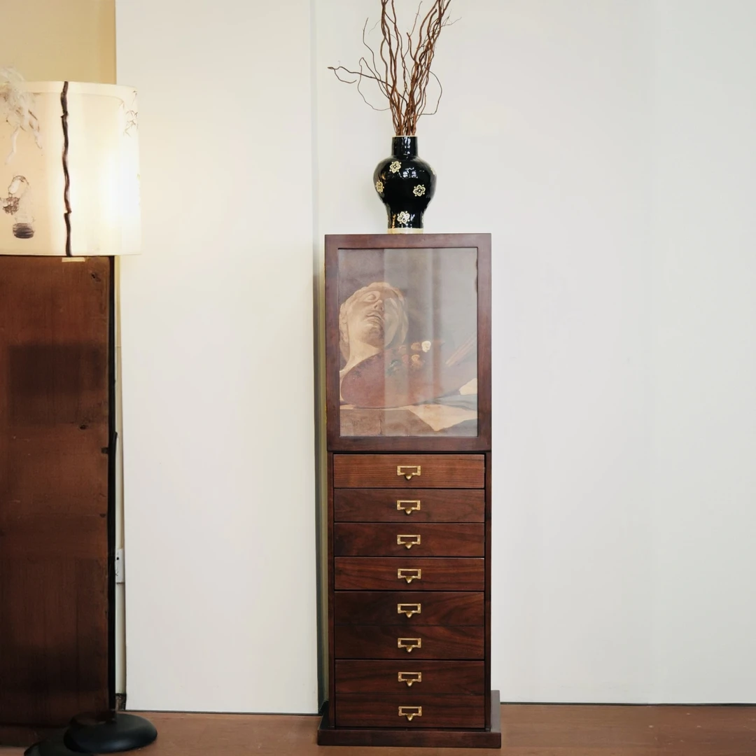 【北美黑胡桃木】艺术图案中式复古见外包装斗柜抽屉柜家用古典木质