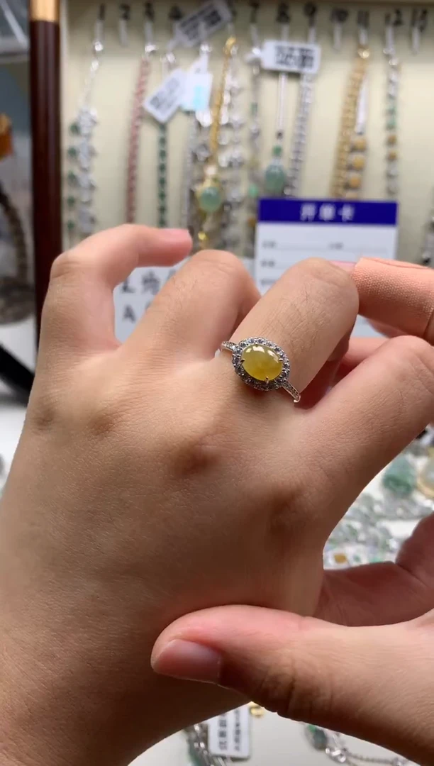 银S925镶嵌戒指翡翠2