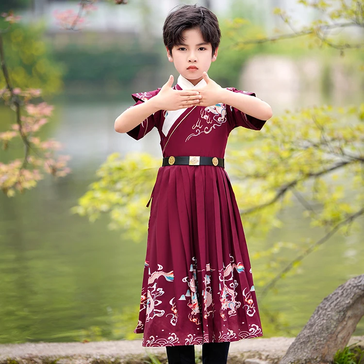 汉服男童长袖锦衣卫儿童古装飞鱼服小男孩演出服古风帅气秋款明制