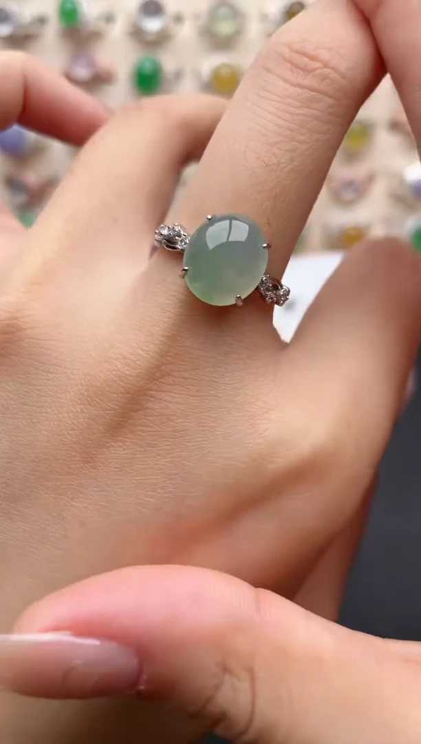 【闪购商品】翡翠戒指银S925镶嵌一物一证一礼盒