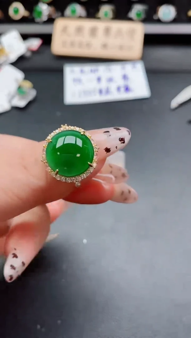 银S925镶嵌戒指翡翠1