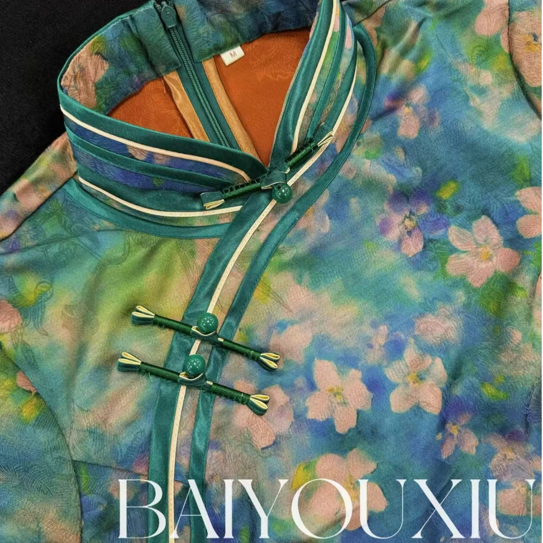 5544白幼秀新款复古时尚优雅中式立领港风款旗袍中国风旗袍