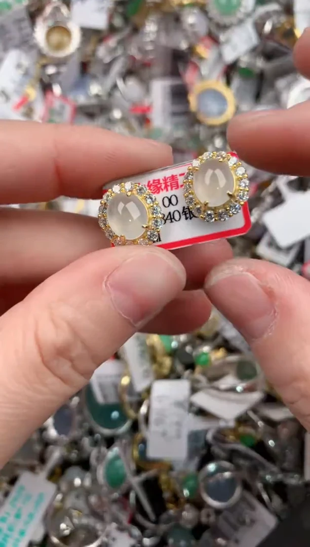 银S925镶嵌戒指翡翠555              1