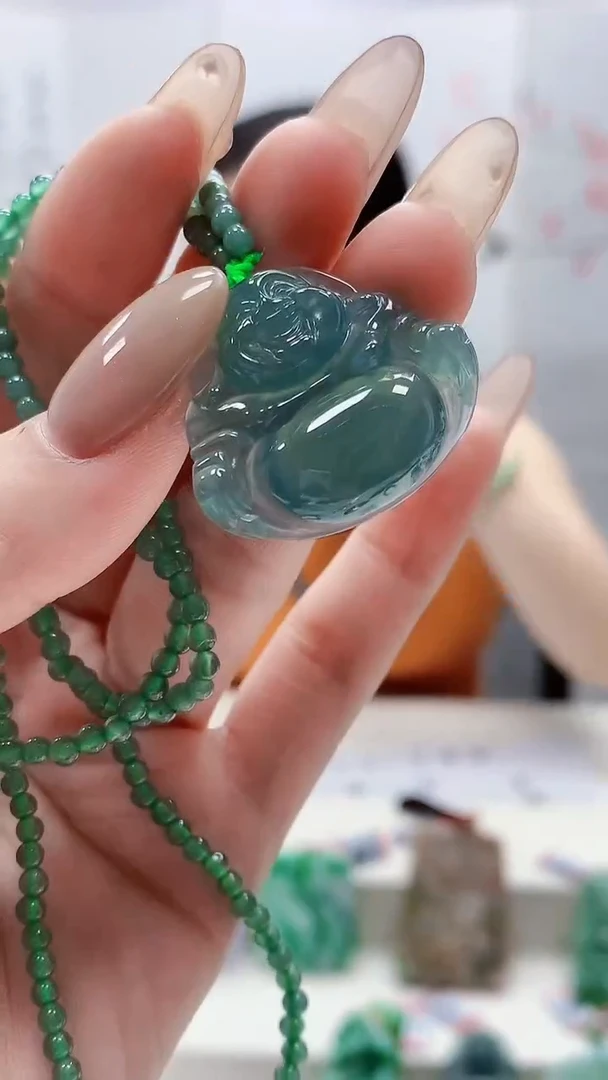未镶嵌定制翡翠4852lr-毛货挂件赠珠链44