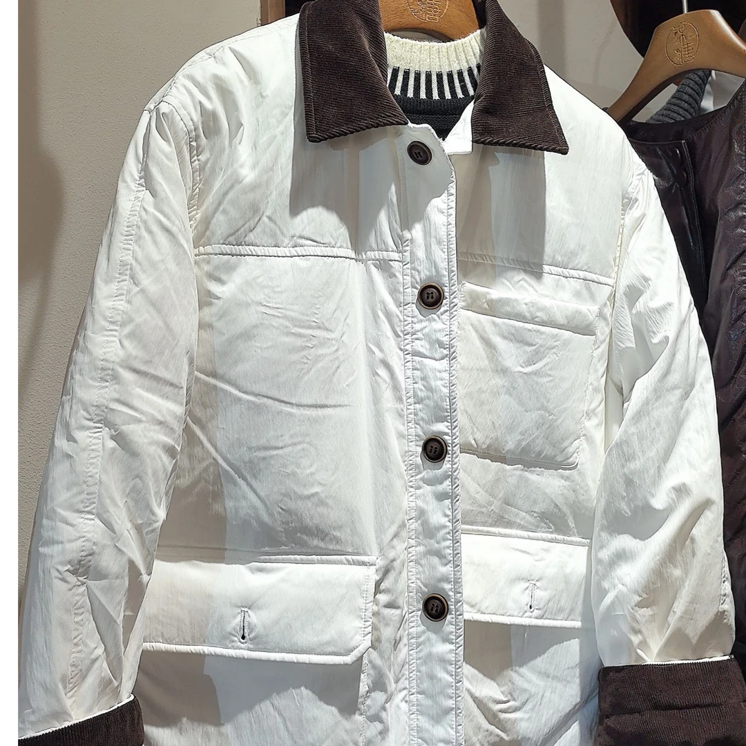 锦唐拼色翻领外套