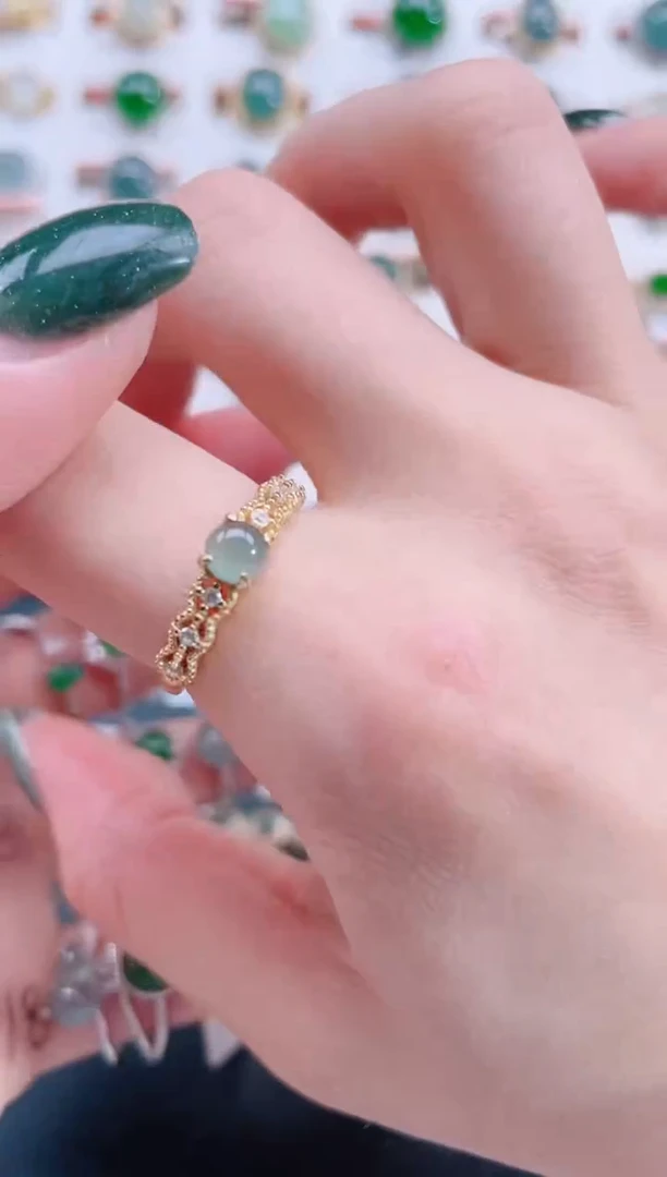 银S925镶嵌戒指翡翠天然翡翠