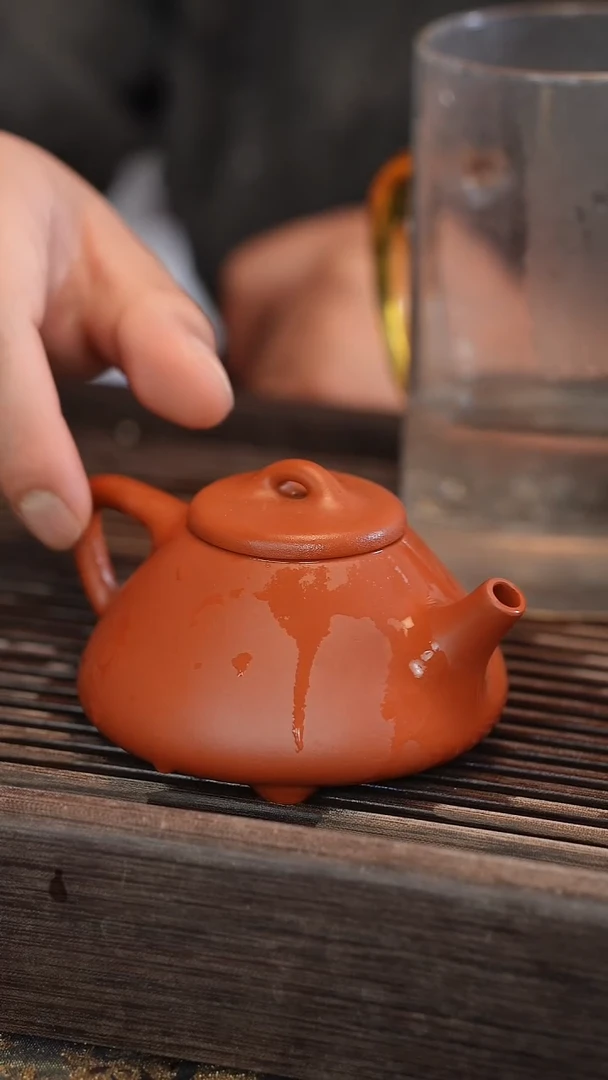茶壶紫砂子冶石瓢 朱泥 半手工 180cc