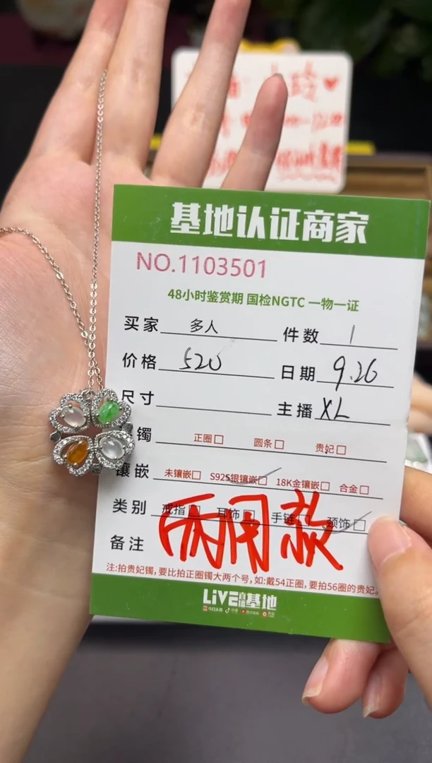 项链银S925镶嵌翡翠多人