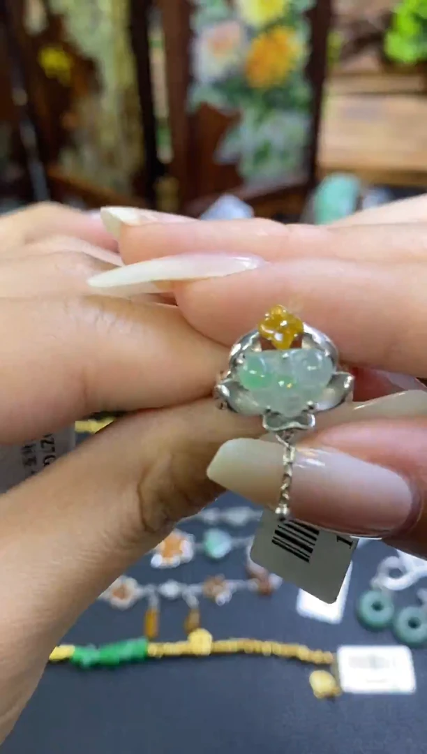 颈饰银S925镶嵌翡翠净货14038