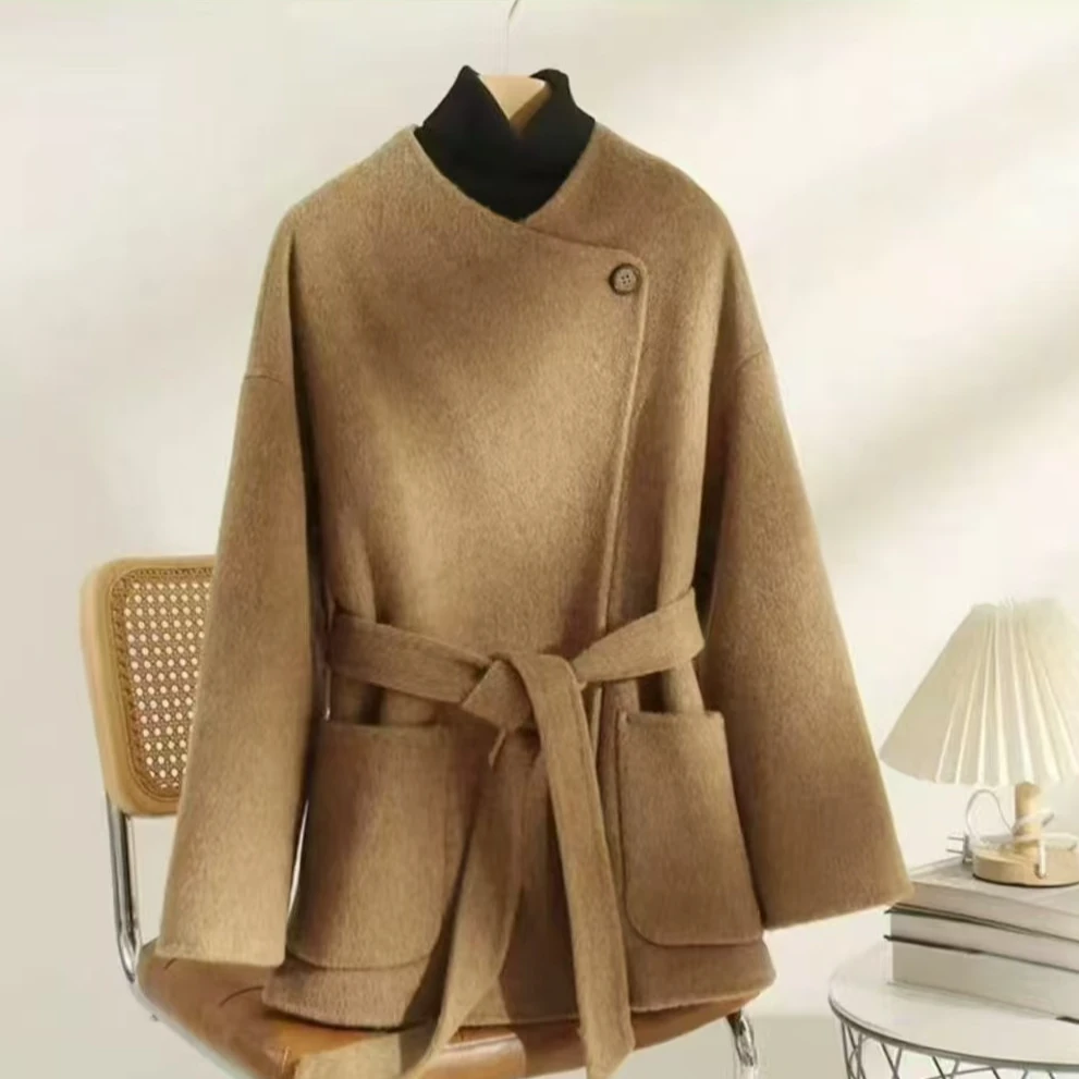 （宠粉福利）高品质中长款宽松秋冬双面羊毛呢外套#857