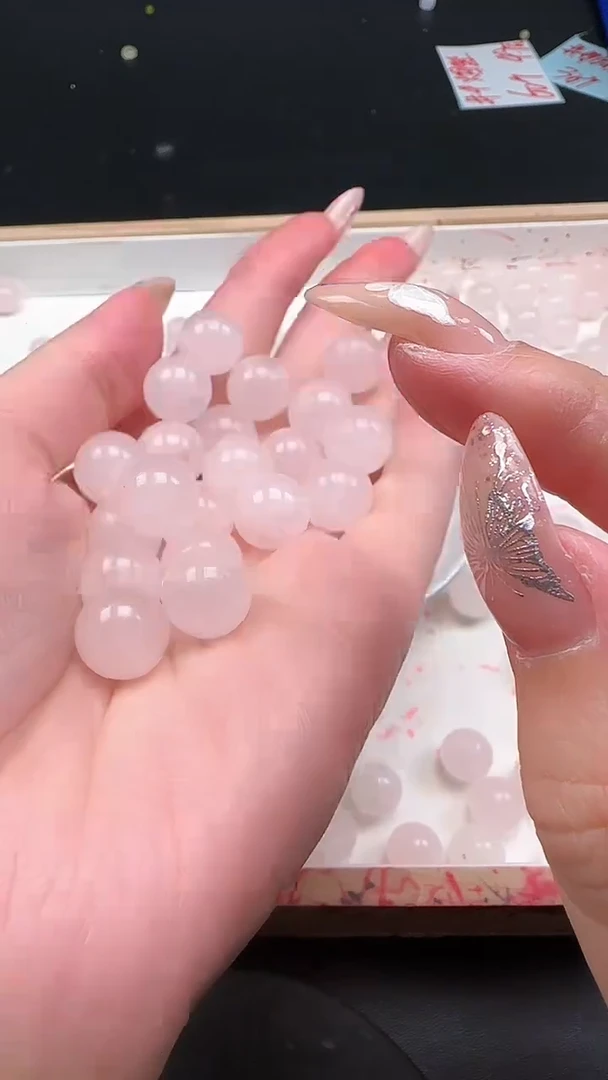 未镶嵌珠宝半成品水晶粉晶N254卡12MM10颗