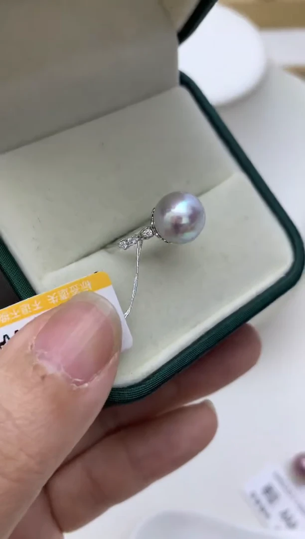 银S925镶嵌戒指海水珍珠e65