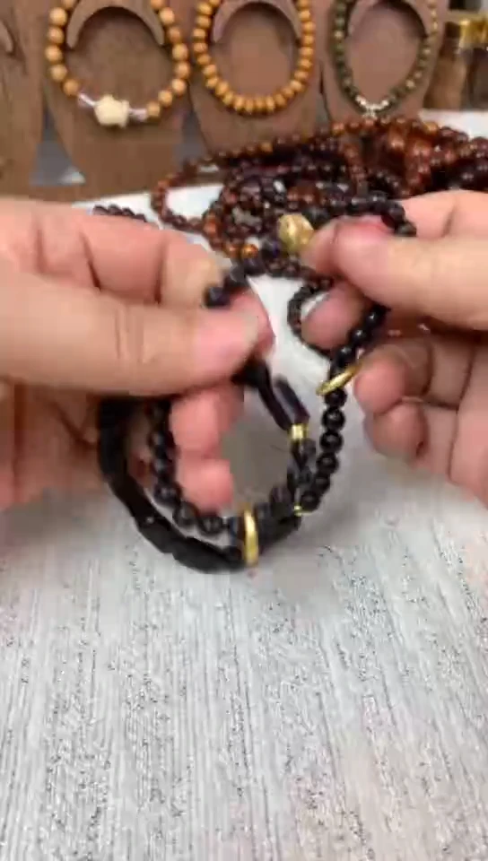 紫光檀双圈多圈手串