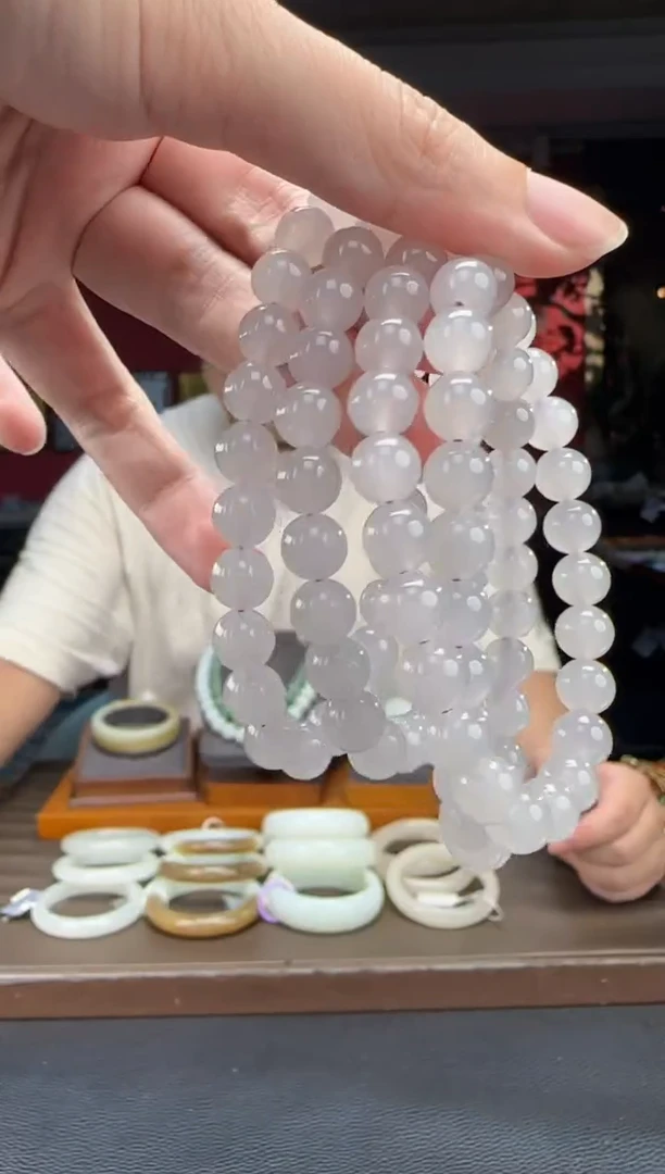 未镶嵌手串和田玉烟紫猫单圈手串多样性发货拍一发一
