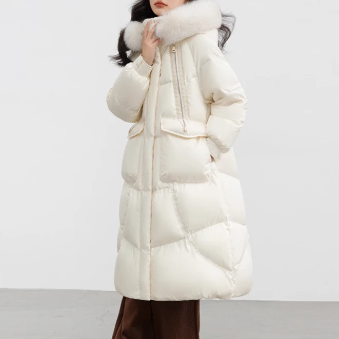 【小云总专享】OBOE长款羽绒服女款冬季大牌白鸭绒休闲加厚保暖外套