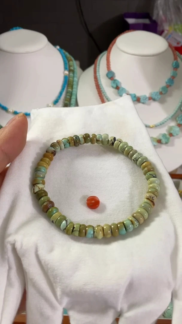 未镶嵌绿松石珠宝奇石6mm+隔片