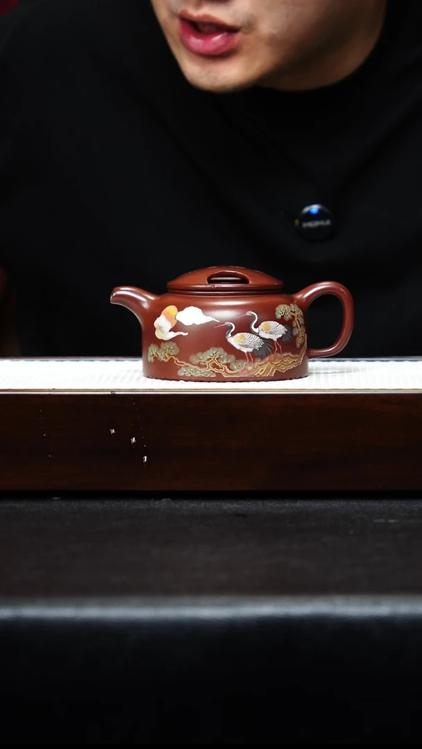 茶壶紫砂宜兴紫砂 牛盖莲子 龙血砂 梅鹏 h195