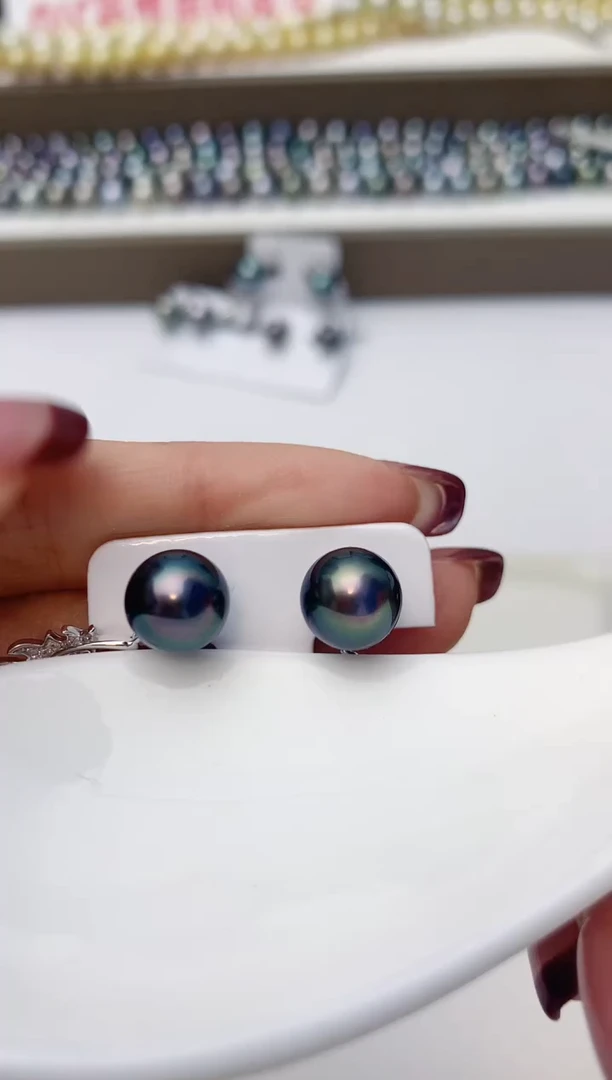 银S925镶嵌耳饰海水珍珠A163