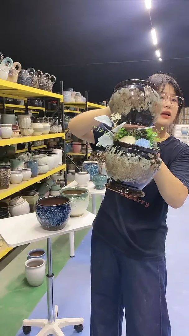 宜兴紫砂粗陶花盆