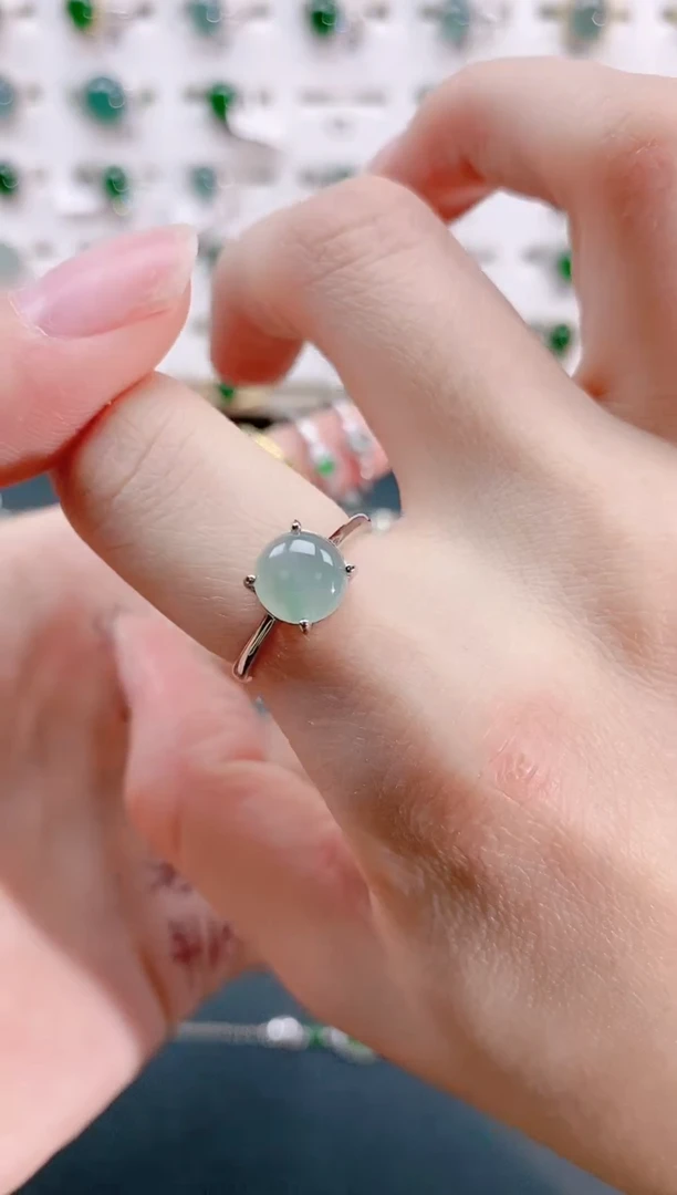 【闪购商品】翡翠戒指银S925镶嵌天然翡翠