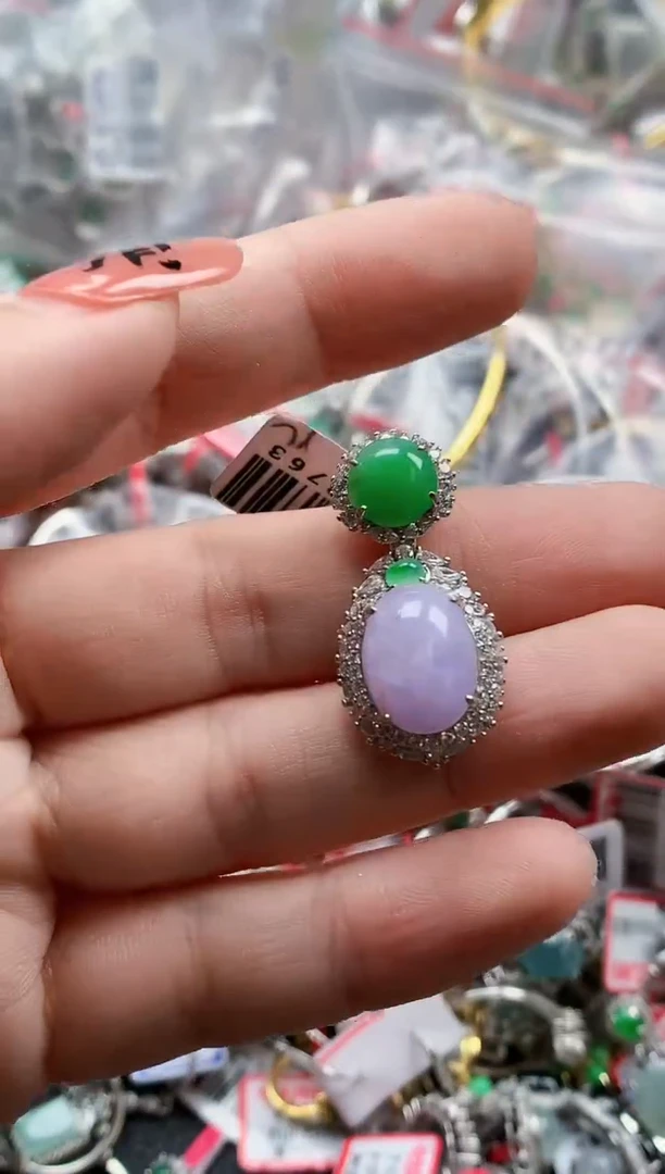 银S925镶嵌戒指翡翠天然A货缅甸翡翠