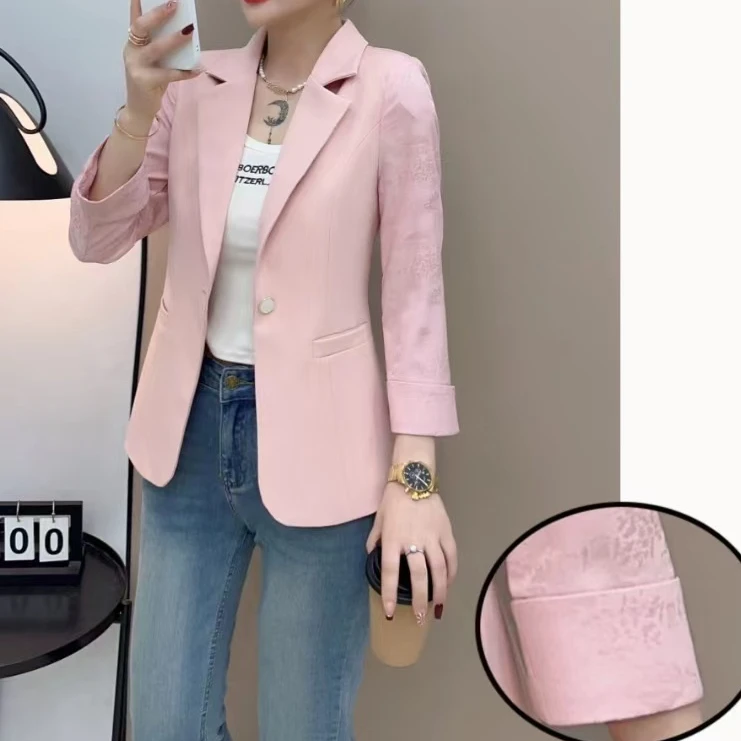 《姚家优麦汇》YH2403春款设计感国风百搭显瘦西装外套时尚女款