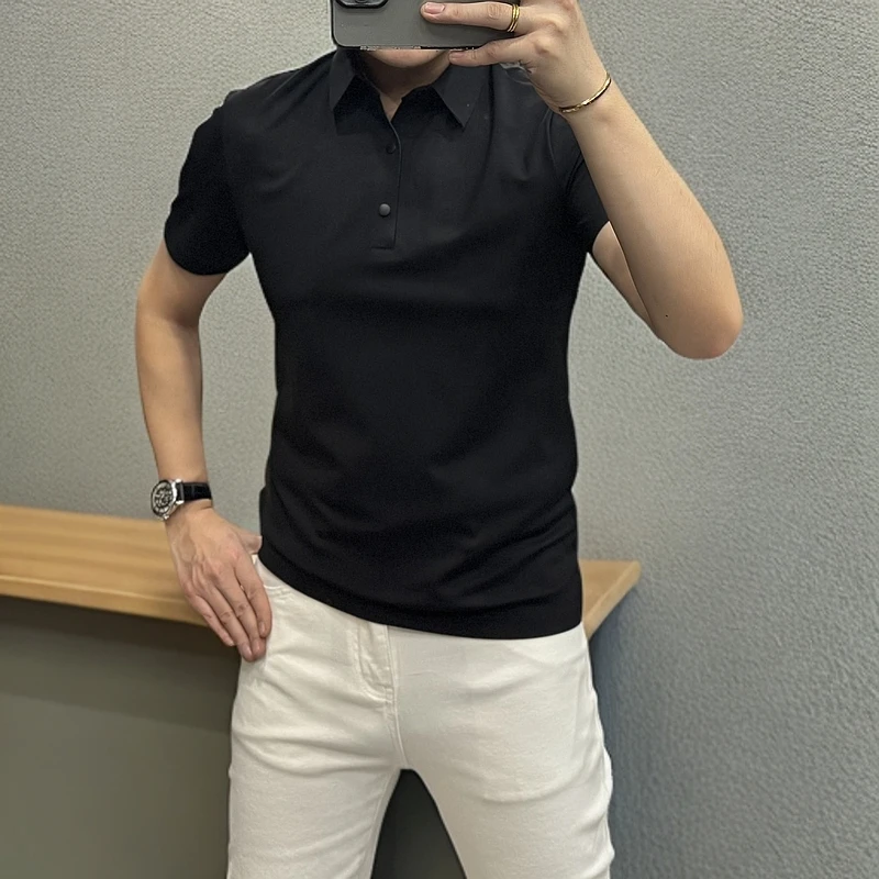 欧货春夏休闲修身男士翻领简约短袖男士户外商务净版短袖polo衫
