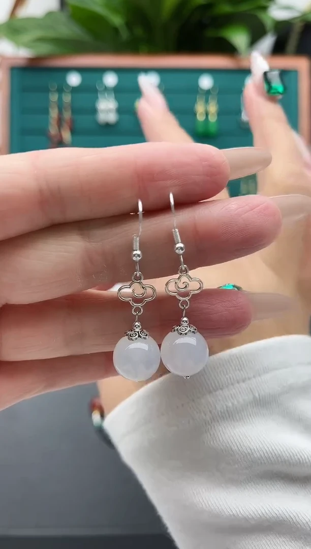 【闪购商品】玛瑙/玉髓耳饰银S925镶嵌630