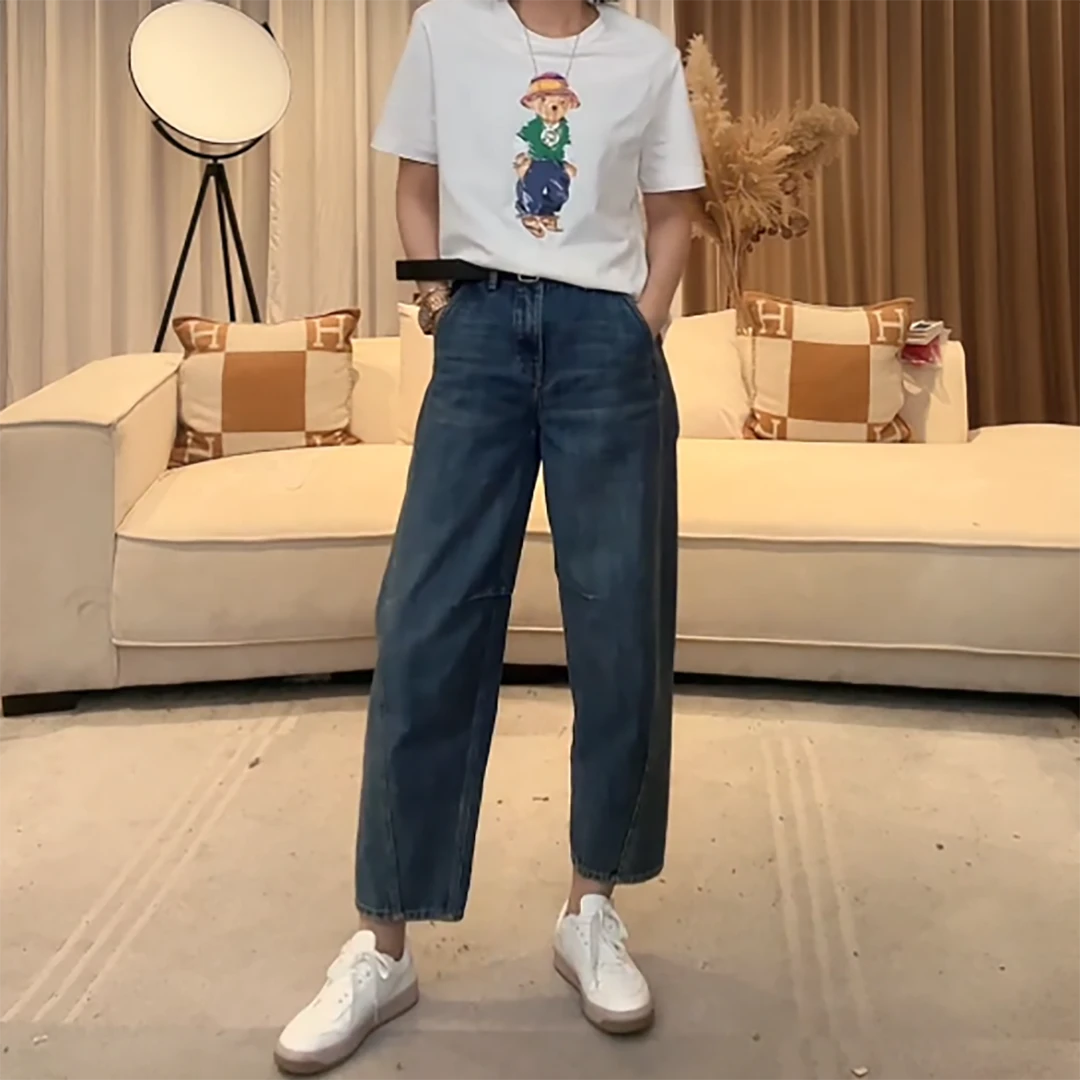 【拉夫小熊】经典休闲百搭宽松版显瘦棉质汉麻圆领卡通印花小熊T恤