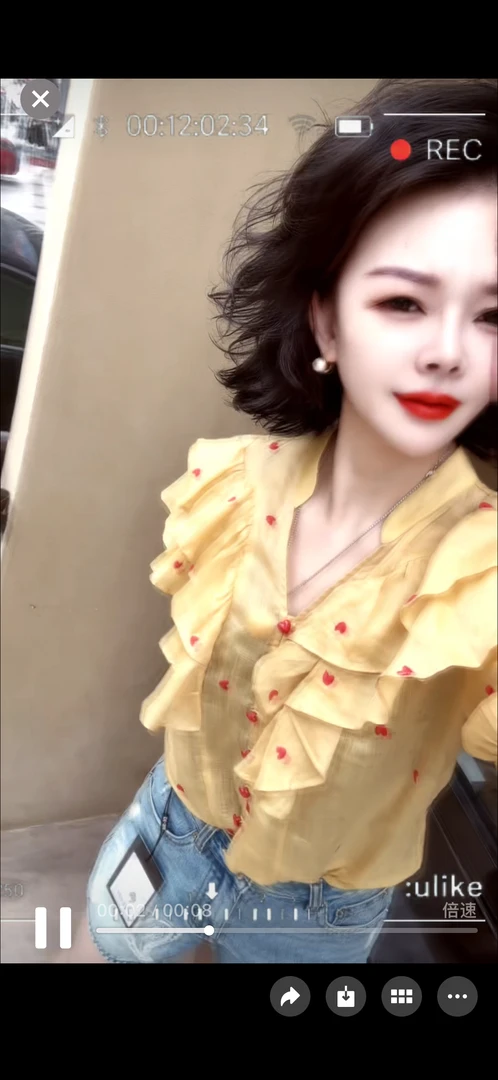 【小韩家】欧货25夏新减龄俏皮V领苎麻衬衣
