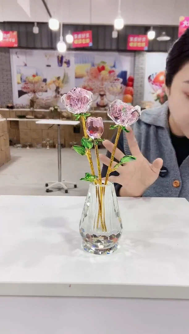 （礼盒装）K9水晶玫瑰花【三朵】
