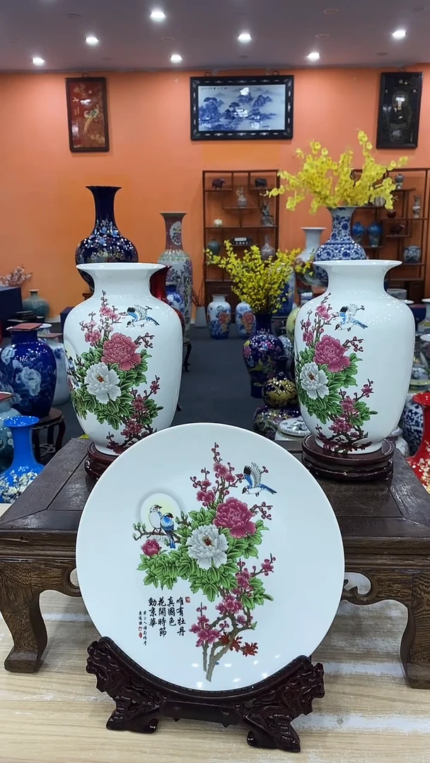 摆件2个月亮冬瓜瓶+1个月亮赏盘+旋转底座+龙头架