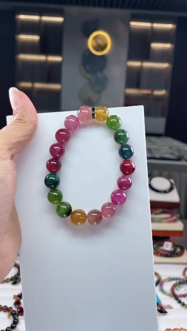 未镶嵌老矿碧玺彩虹单圈手串11mm+碧玺 多样性发一条）Q