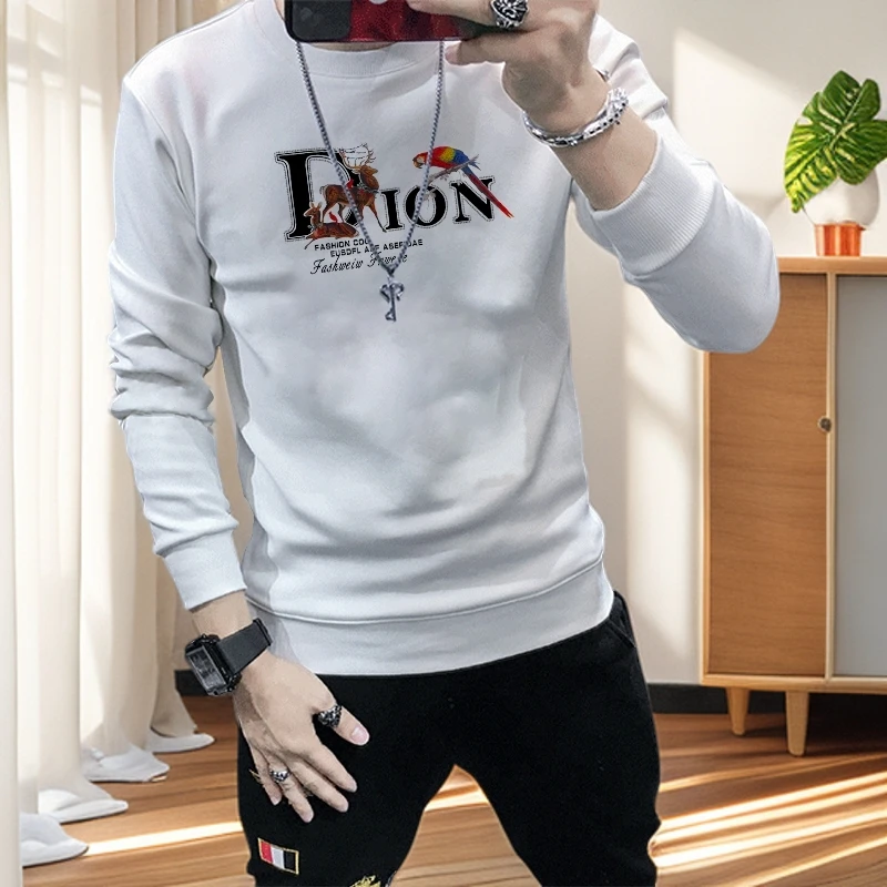 DASELUENA/达司勒娜男士卫衣时尚潮流长袖T恤秋冬季新款百搭圆领